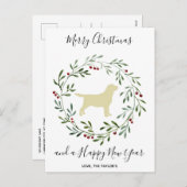 イエローラブラドールメリークリスマスラブラドールレトリバー シーズンポストカード (正面/裏面)