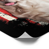 イエローラブラドールラボ愛国的アメリカ国旗の犬4 ポスター (角)