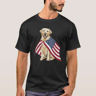 イエローラブラドールラボ愛国的アメリカ国旗の犬4 Tシャツ