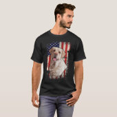 イエローラブラドールラボ愛国的アメリカ国旗の犬4 Tシャツ (正面フル)
