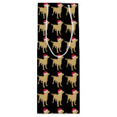 イエローラブラドールリトリエバーインフェスティバルレッドサンタハット ワインギフトバッグ (正面)