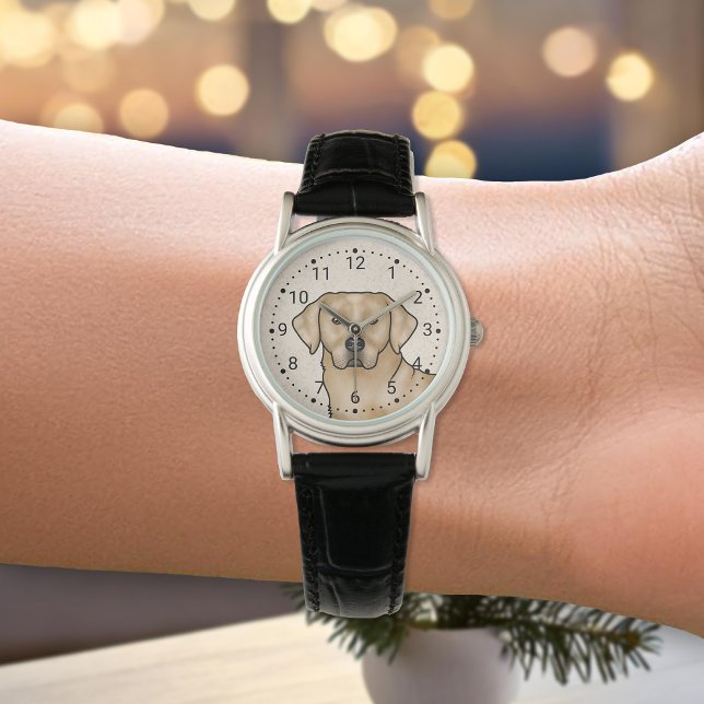 イエローラブラドールリトリエバーキュートラボドッグポートレート 腕時計 (クリエイターアップロード済み)