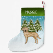 イエローラブラドールリトリエバースノースノースフォレスト名前をカスタムする スモールクリスマスストッキング (裏面)