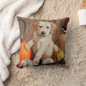 イエローラブラドールリトリエバーパピードッグパンプキン秋 クッション (ブランケット)