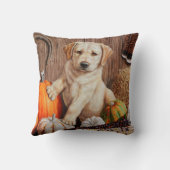 イエローラブラドールリトリエバーパピードッグパンプキン秋 クッション (裏面)