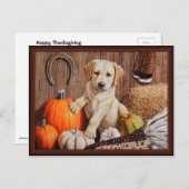 イエローラブラドールリトリエバーパピードッグパンプキン秋 シーズンポストカード (正面/裏面)
