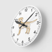 イエローラブラドールリトリエバーマンガードッグイラストレーション ラウンド壁時計 (傾斜)