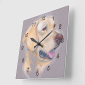 イエローラブラドールリトリバーポートレート スクエア壁時計 (傾斜)