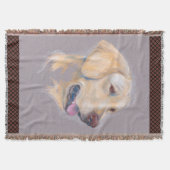 イエローラブラドールリトリバーポートレート スローブランケット (正面)