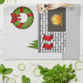 イエローラブラドールリトリバー – フェスティバルクリスマスルーム キッチンタオル (折り畳み)