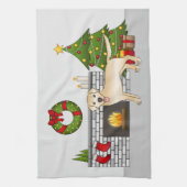 イエローラブラドールリトリバー – フェスティバルクリスマスルーム キッチンタオル (縦)