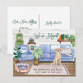 イエローラブラドールリトリーバーニューホームムービング        案内ポストカード