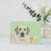 イエローラブラドールリトリーバ&テニスボール絵画ズ ポストカード (スタンド正面)