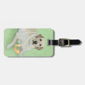 イエローラブラドールリトリーバ&テニスボール絵画ズ ラゲッジタグ (正面横)