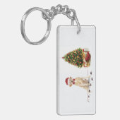 イエローラブラドールリトレおもしろいーバークリスマスドッグ キーホルダー (正面左)