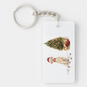 イエローラブラドールリトレおもしろいーバークリスマスドッグ キーホルダー (正面)