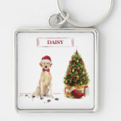 イエローラブラドールリトレおもしろいーバークリスマスドッグ キーホルダー (正面)
