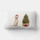 イエローラブラドールリトレおもしろいーバークリスマスドッグ ランバークッション (正面)