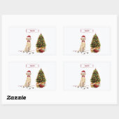 イエローラブラドールリトレおもしろいーバークリスマスドッグ 長方形シール (シート)