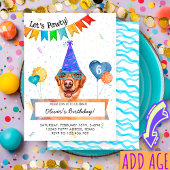 イエローラブラドールレッツポーティドッグ誕生日パーティー 招待状