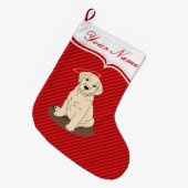イエローラブラドールレトリエバーエンジェルハロー ラージクリスマスストッキング (正面 (吊り時))