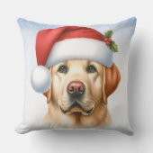 イエローラブラドールレトリエバークリスマスサンタドッグ クッション (正面)