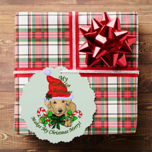 イエローラブラドールレトリエバークリスマスプレゼント オーナメントカード (インサイチュ (ギフト))