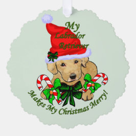 イエローラブラドールレトリエバークリスマスプレゼント オーナメントカード