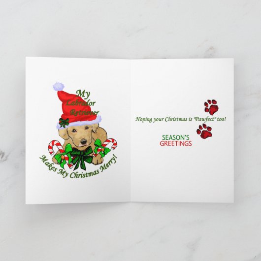 イエローラブラドールレトリエバークリスマスプレゼント シーズンカード (内部)