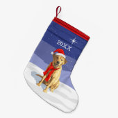 イエローラブラドールレトリエバーサンタハット&スカーフ スモールクリスマスストッキング (正面 (吊り時))