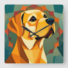 イエローラブラドールレトリエバードグジオグラフィティカルアート スクエア壁時計
