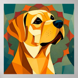 イエローラブラドールレトリエバードグジオグラフィティカルアート ポスター