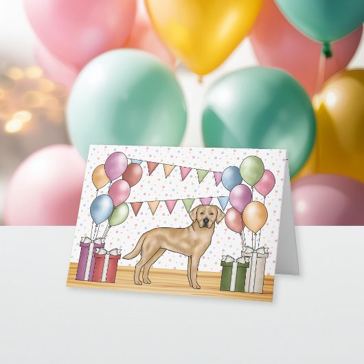 イエローラブラドールレトリエバードッグカラフル誕生日 カード