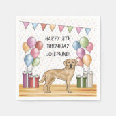 イエローラブラドールレトリエバードッグカラフル誕生日 スタンダードカクテルナプキン (正面)