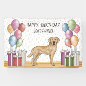 イエローラブラドールレトリエバードッグカラフル誕生日 横断幕 (横)