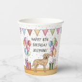 イエローラブラドールレトリエバードッグカラフル誕生日 紙コップ (正面)