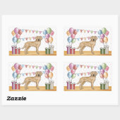 イエローラブラドールレトリエバードッグカラフル誕生日 長方形シール (シート)