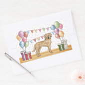 イエローラブラドールレトリエバードッグカラフル誕生日 長方形シール (封筒)