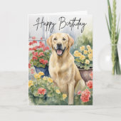 イエローラブラドールレトリエバードッグ写真誕生日 カード (正面)