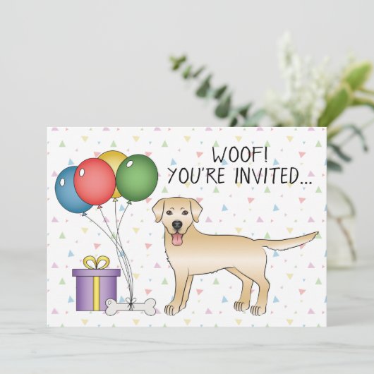 イエローラブラドールレトリエバーマンガードッグ – 誕生日 招待状 (スタンド正面)
