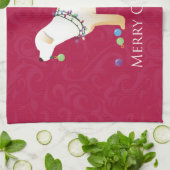 イエローラブラドールレトリエバーメリークリスマスデザイン キッチンタオル (折り畳み)