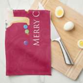 イエローラブラドールレトリエバーメリークリスマスデザイン キッチンタオル (四つ折り)