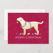 イエローラブラドールレトリエバーメリークリスマスデザイン シーズンポストカード (正面/裏面)