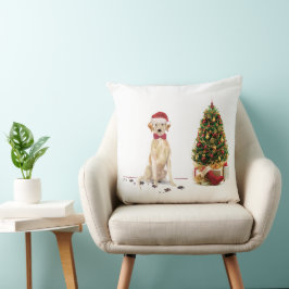 イエローラブラドールレトリバー クリスマスの犬の面白いデザイン クッション