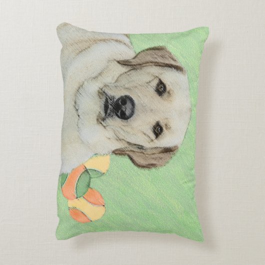 イエローラブラドールレトリバー&テニスボール絵画ズ アクセントクッション (裏面(縦))