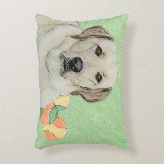 イエローラブラドールレトリバー&テニスボール絵画ズ アクセントクッション (正面(垂直))