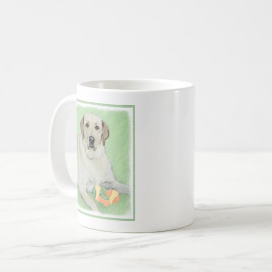 イエローラブラドールレトリバー&テニスボール絵画ズ コーヒーマグカップ (正面左)