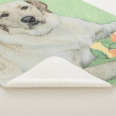 イエローラブラドールレトリバー&テニスボール絵画ズ シェルパブランケット (3/4)