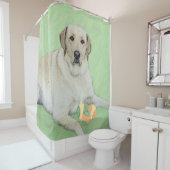 イエローラブラドールレトリバー&テニスボール絵画ズ シャワーカーテン (インサイチュ)