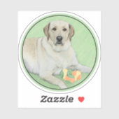 イエローラブラドールレトリバー&テニスボール絵画ズ シール (シート)